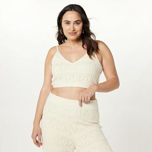 NEW The Drop Crochet Knit Bralette Top Diza Boho Birch Cream Women's Size 3X